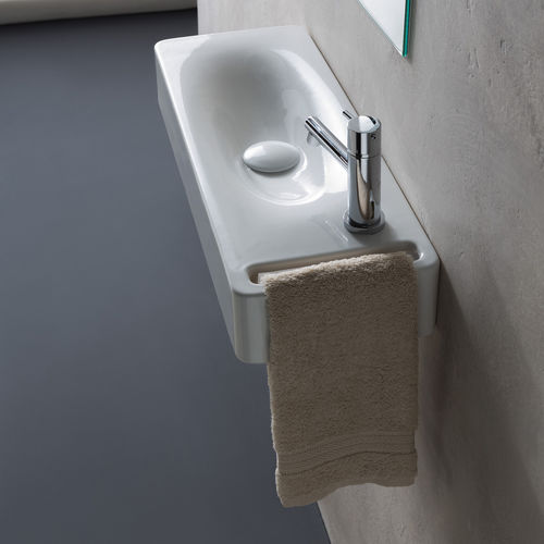 Lavabo sospeso - 1512 - Scarabeo Ceramiche - in ceramica / con piano integrato / con portasalviette integrato