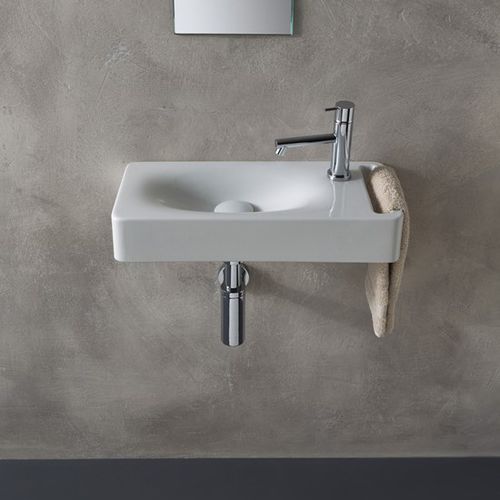 Lavabo sospeso - 1511 - Scarabeo Ceramiche - in ceramica / con piano integrato / con portasalviette integrato
