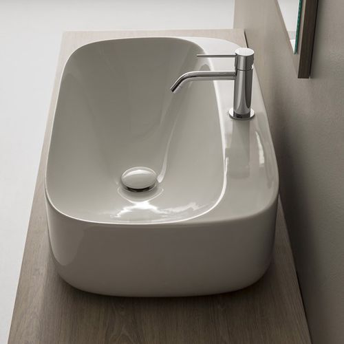 Lavabo da appoggio - Moon - Scarabeo Ceramiche - in ceramica smaltata / 1 foro / contemporaneo