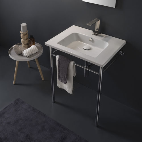 Lavabo sospeso - 5210 - Scarabeo Ceramiche - in ceramica / con portasalviette integrato / rettangolare