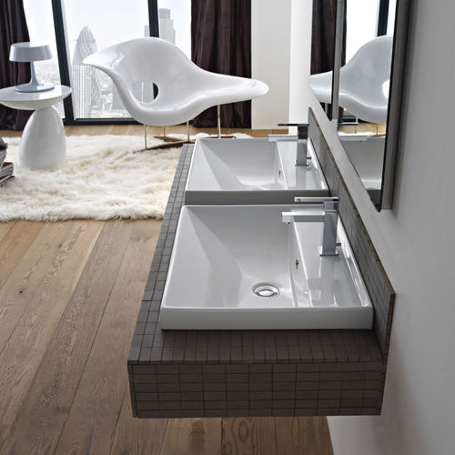 Lavabo da incasso - 3004 - Scarabeo Ceramiche - in ceramica / doppio / rettangolare
