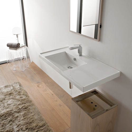 Lavabo sospeso - 3008 - Scarabeo Ceramiche - in ceramica / con piano integrato / con portasalviette integrato