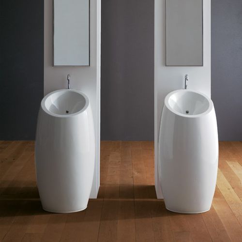 Lavabo a pavimento - Planet - Scarabeo Ceramiche - in ceramica / circolare / 1 foro