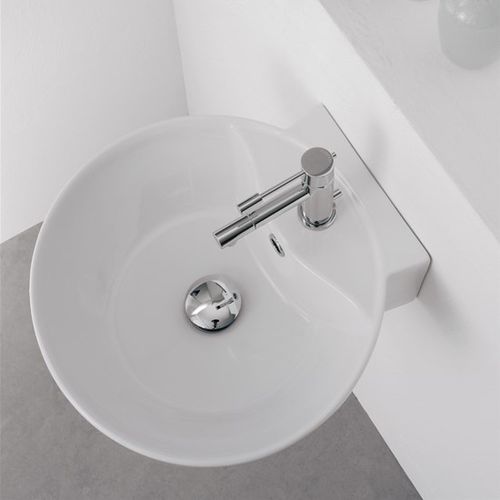 Lavabo sospeso - 8009R - Scarabeo Ceramiche - in ceramica / rotondo / 1 foro