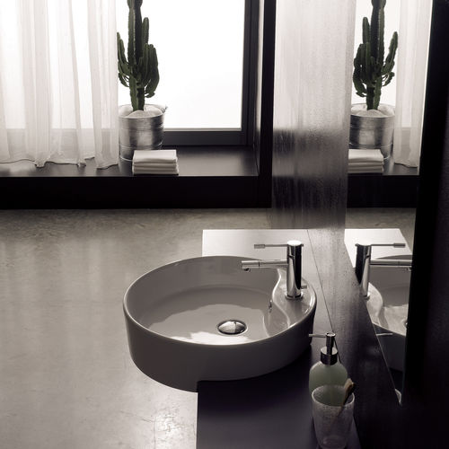 Lavabo da semincasso - 8029D - Scarabeo Ceramiche - in ceramica / rotondo / 1 foro