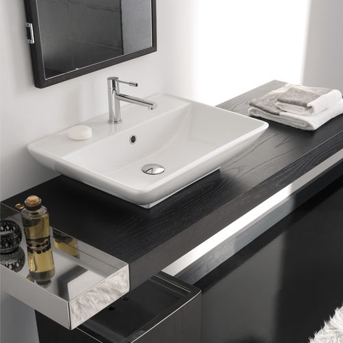 Lavabo da appoggio - 8046R - Scarabeo Ceramiche - in ceramica / rettangolare / 1 foro