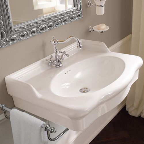 Lavabo sospeso - 5301 - Scarabeo Ceramiche - in ceramica / con portasalviette integrato / ovale
