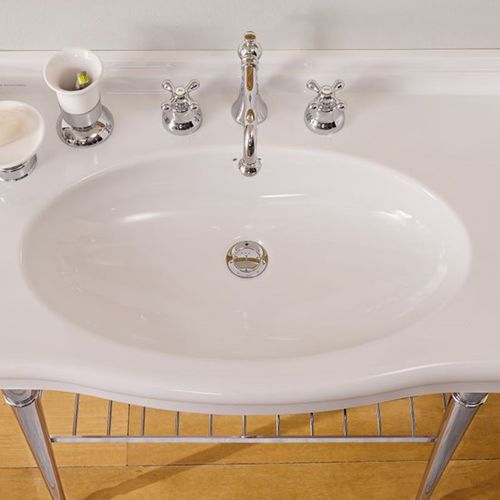 Lavabo sospeso - 5302 - Scarabeo Ceramiche - in ceramica / con scaffale integrato / ovale