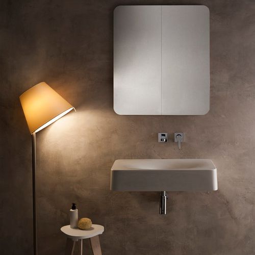 Lavabo sospeso - 6002 - Scarabeo Ceramiche - in ceramica / con specchio regolabile / rettangolare