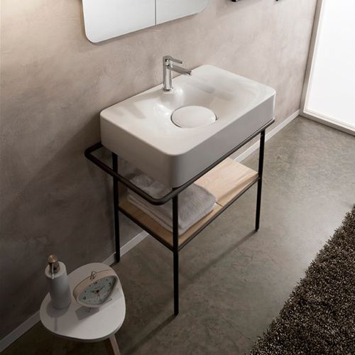 Lavabo da appoggio - 6004 - Scarabeo Ceramiche - in ceramica / con specchio regolabile / rettangolare