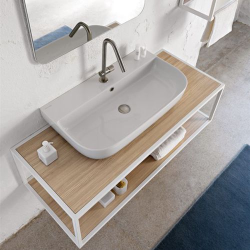 Lavabo sospeso - Glam - Scarabeo Ceramiche - da appoggio / in ceramica / rettangolare