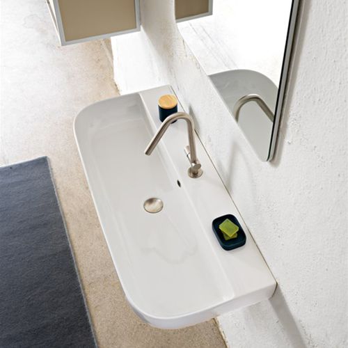 Lavabo sospeso - Glam - Scarabeo Ceramiche - da appoggio / in ceramica / con miscelatore