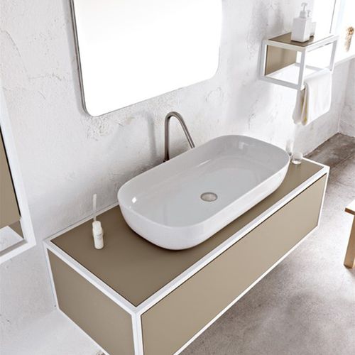 Lavabo da appoggio - Glam - Scarabeo Ceramiche - in ceramica / rettangolare / contemporaneo