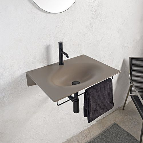 Lavabo sospeso - 6102 - Scarabeo Ceramiche - in ceramica / con portasalviette integrato / rettangolare