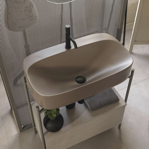 Lavabo da appoggio - SAND - Scarabeo Ceramiche - in ceramica / ovale / 1 foro