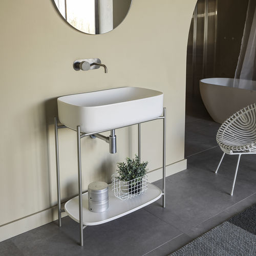 Lavabo consolle - LAILA - Scarabeo Ceramiche - in ceramica / con scaffale integrato / con specchio
