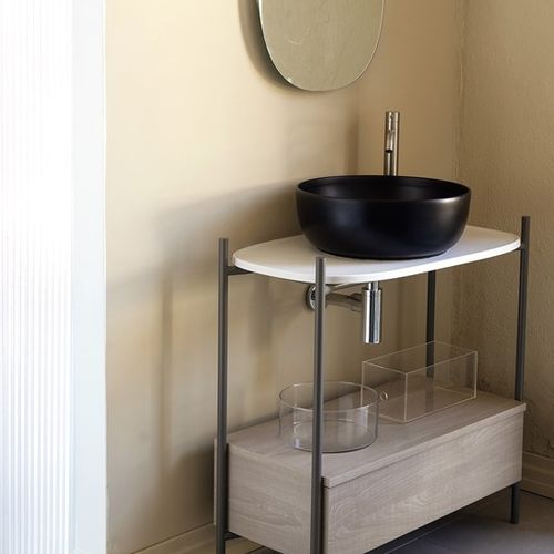 Lavabo consolle - LAILA - Scarabeo Ceramiche - in ceramica / con scaffale integrato / con cassetti integrati
