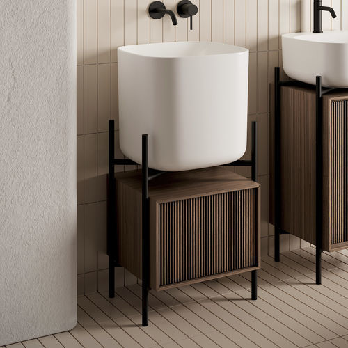 Mobile lavabo da appoggio - LAILA - Scarabeo Ceramiche - in legno / in metallo / contemporaneo
