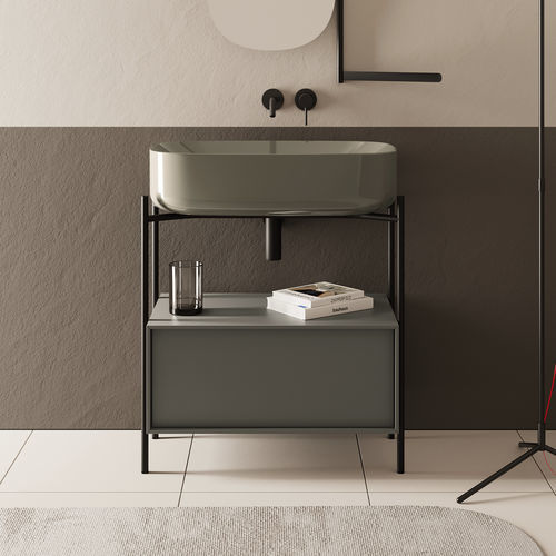 Mobile lavabo da appoggio - LAILA - Scarabeo Ceramiche - in legno / in metallo / contemporaneo