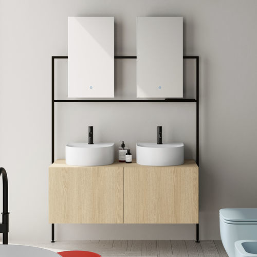 Mobile lavabo doppio - PICTURE: 3054 - Scarabeo Ceramiche - sospeso / in legno / in metallo