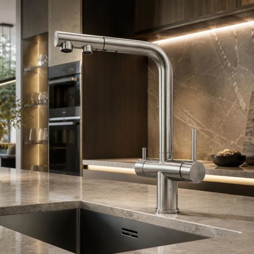 Miscelatore da appoggio - 403689INOX - SUPERGRIF - in acciaio inossidabile / da cucina / a tre vie