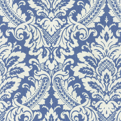 Tessuto da tappezzeria - WARREN CORNFLOWER - WAVERLY Div. of Schumacher & Co. - damasco / in cotone / con motivo stampato