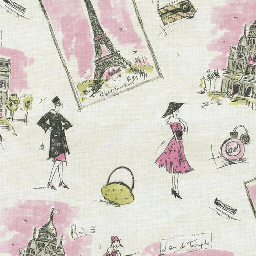 Tessuto da tappezzeria - TRES CHIC BLACK PINK - WAVERLY Div. of Schumacher & Co. - personalizzabile / in cotone