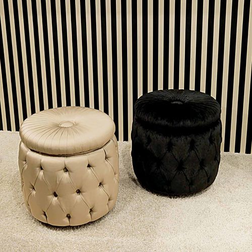 Pouf chesterfield - ROLLER CAPITONNÉ - ZANABONI - in tessuto / in pelle / tondo