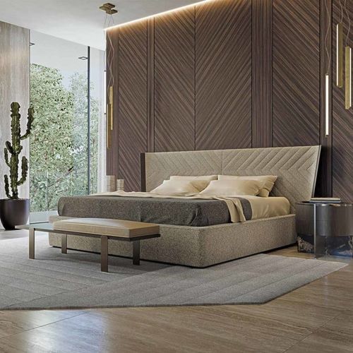Letto matrimoniale - INES - ZANABONI - contemporaneo / imbottito / con testiera