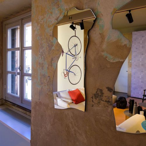 Specchio a muro - MILO CM - Zanotta - design originale / in acciaio inossidabile / trasparente