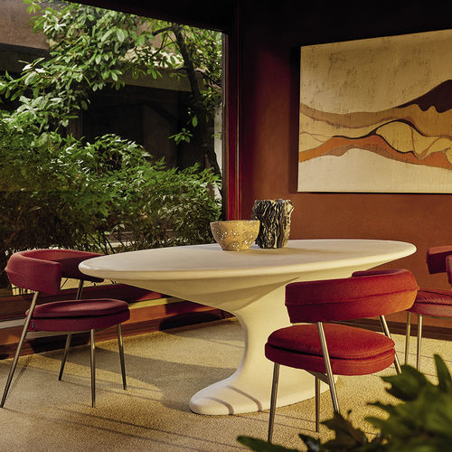 Tavolo da pranzo design originale - FENICE - Zanotta - in cemento / con supporto in acrilico / supporto in Polimex®