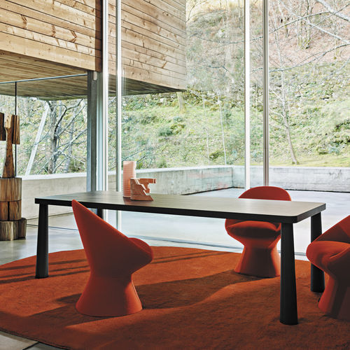Tavolo contemporaneo - TIDONE - Zanotta - in legno / con supporto in legno / rettangolare