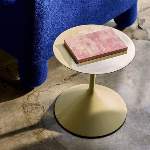 Tavolo d'appoggio contemporaneo - TEMPO  - Zanotta - in poliuretano / con supporto in acciaio laccato / rotondo