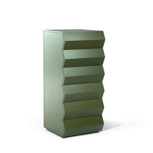 Cassettiera contemporanea - Z24  - Zanotta - in MDF laccato / rossa / verde