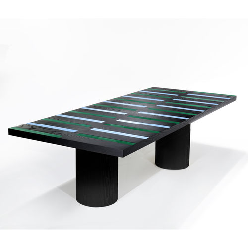 Tavolo contemporaneo - RIGA-RIGA - Zanotta - in legno / in vetro / con supporto in legno impiallacciato