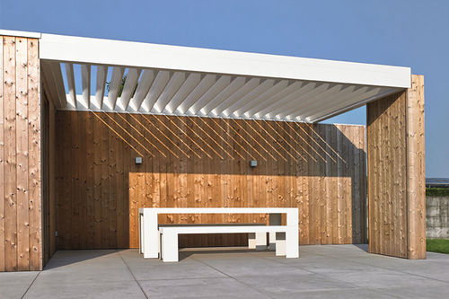 Pergola addossata - AERO®  - RENSON - in alluminio / a lamelle orientabili / a motore