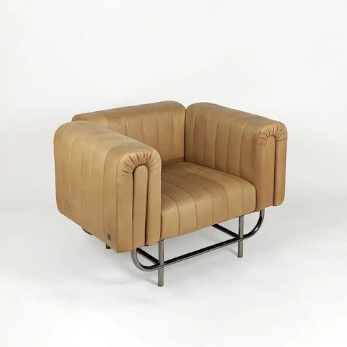 Poltrona contemporanea - PALMER - Bernini Gallery - in pelle / in acciaio / beige