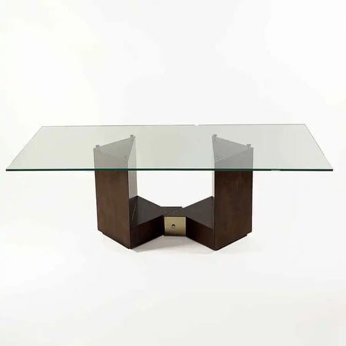 Tavolo da pranzo contemporaneo - DIAGONO - Bernini Gallery - in vetro / con supporto in betulla / con supporto in lamiera di acciaio