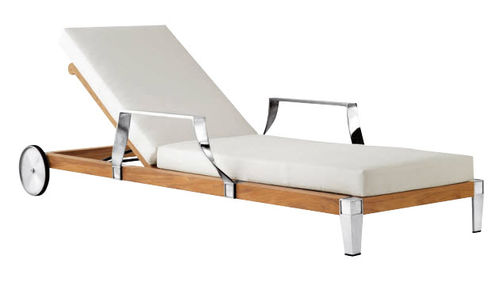 Lettino prendisole classico - ROBINWOOD - SUTHERLAND - in legno / da giardino / con rotelle