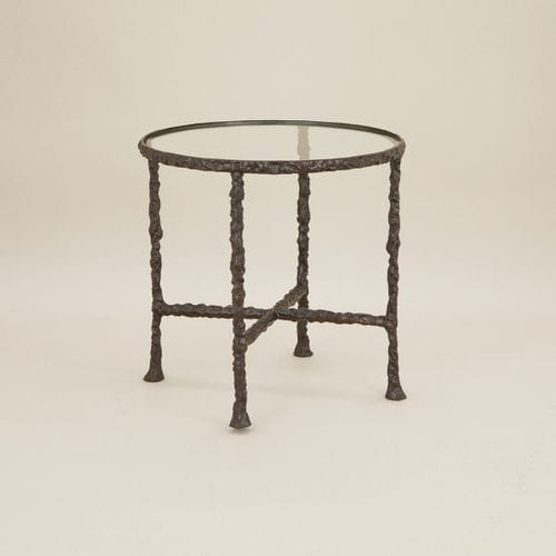 Tavolino contemporaneo - 1 PLATEAU - Objet Insolite - in vetro / con supporto in bronzo / rotondo