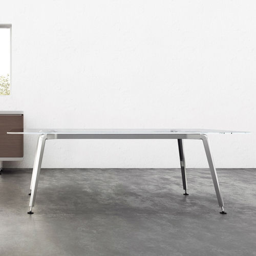Scrivania contemporanea - ELEVEN - ofs - in alluminio / in vetro / contract