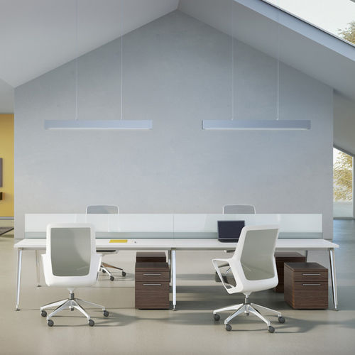 Scrivania per open space - ELEVEN - ofs - contemporanea / in vetro / in laminato