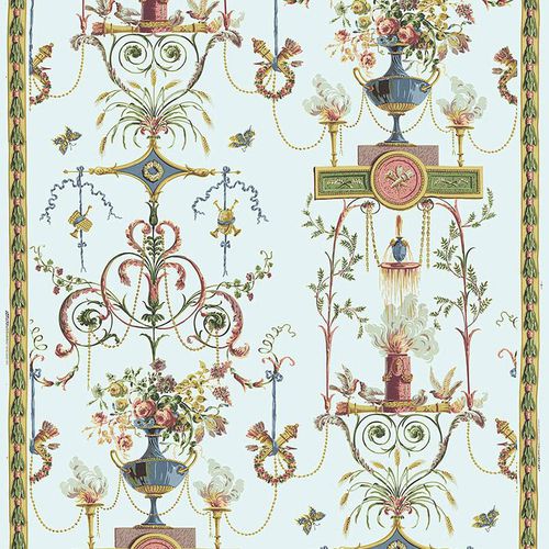 Tessuto da tappezzeria - TERRACINA ARABESQUE - F. SCHUMACHER & CO. - a motivi / in cotone / beige