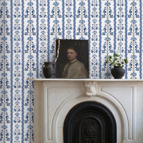 Rivestimento murale per interni - DELFT WAVES  - F. SCHUMACHER & CO. - in lino / dipinto a mano / aspetto tessuto