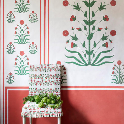 Tessuto da tappezzeria - HIMALAYA HAND BLOCK  - F. SCHUMACHER & CO. - per tende / a fiori / in lino