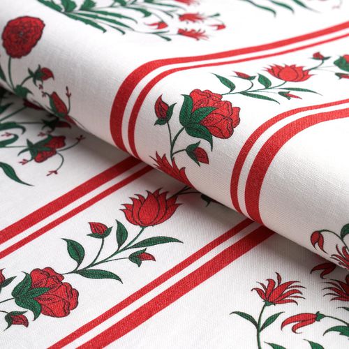 Tessuto da tappezzeria - ROYAL POPPY - F. SCHUMACHER & CO. - a righe / a fiori / in lino