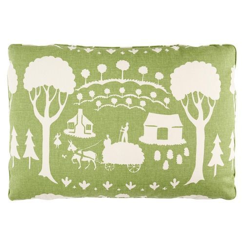Cuscino in cotone - FARM SCENE  - F. SCHUMACHER & CO. - in lino / in piume / rettangolare