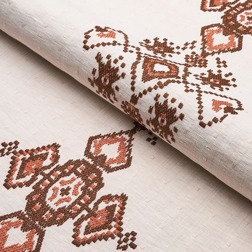 Tessuto da tappezzeria - NADIRA EMBROIDERY - F. SCHUMACHER & CO. - con motivi geometrici / in poliestere / in cotone