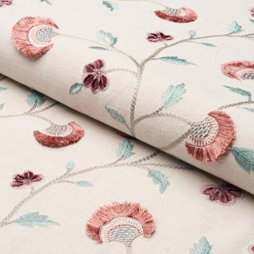 Tessuto da tappezzeria - IYLA EMBROIDERY  - F. SCHUMACHER & CO. - per tende / a fiori / in lino
