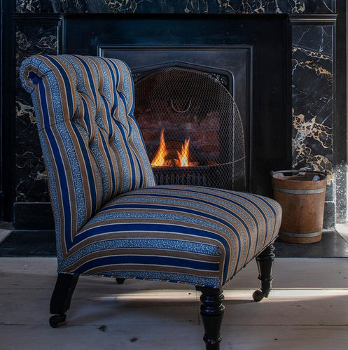 Tessuto da tappezzeria - AUGUSTE STRIPE  - F. SCHUMACHER & CO. - a righe / in lino / beige